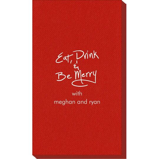 Fun Eat Drink & Be Merry Linen Like Guest Towels